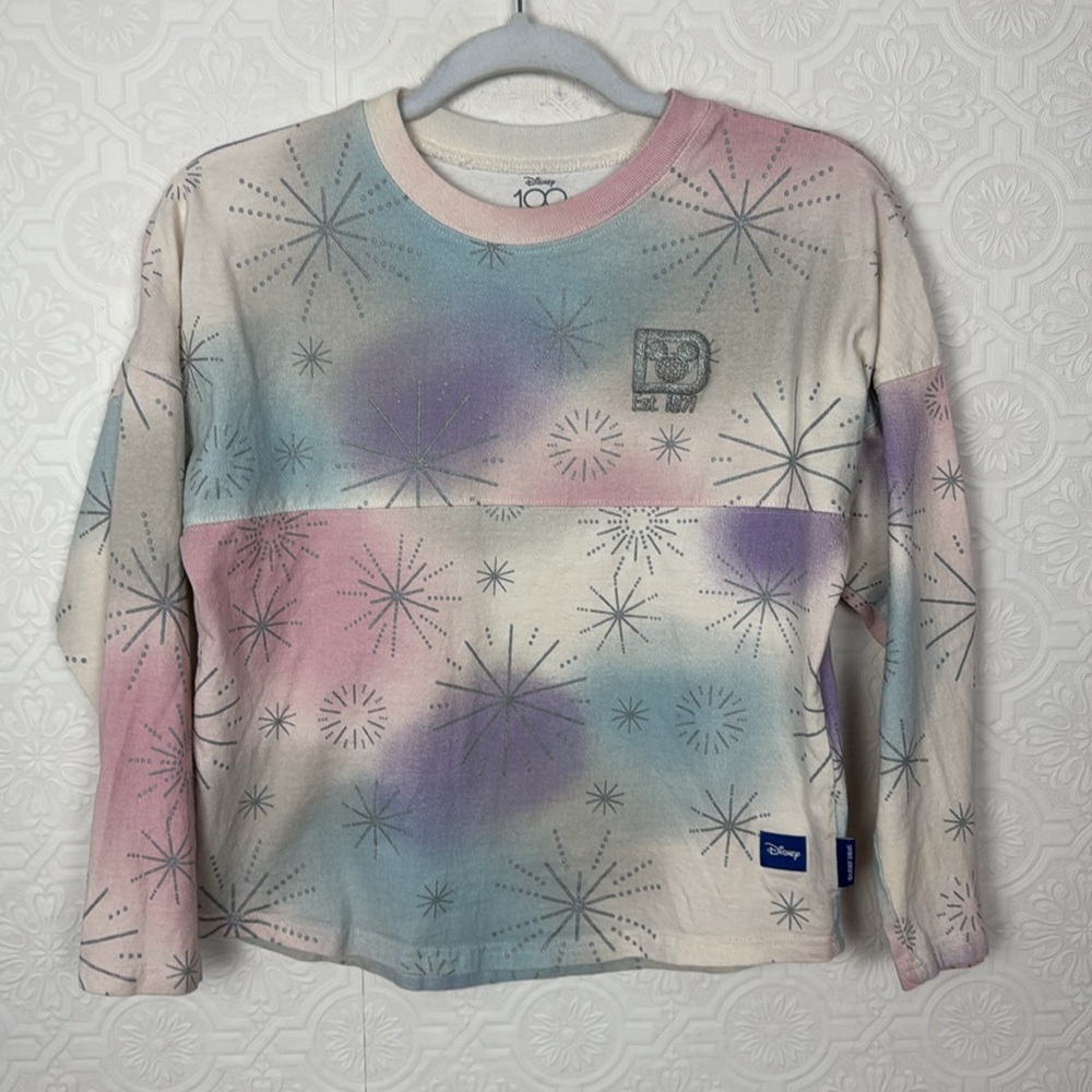 Disney Parks 100 Anniversary Spirit Jersey Glitter Logo Sweatshirt Long Sleeve - Picture 6 of 9